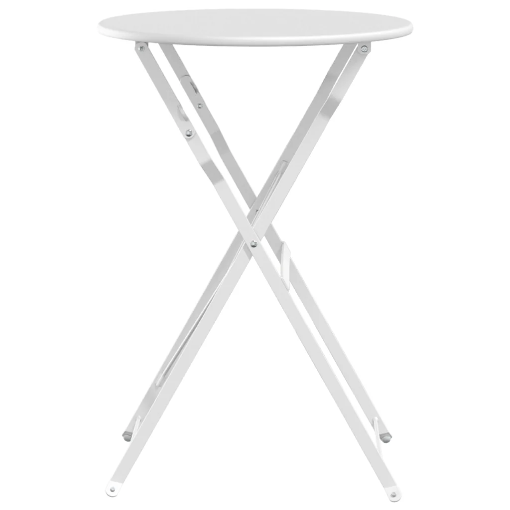 Tavolo da Bistrot Pieghevole Bianco Ã˜50x71 cm in Acciaio Verniciato - Image 5