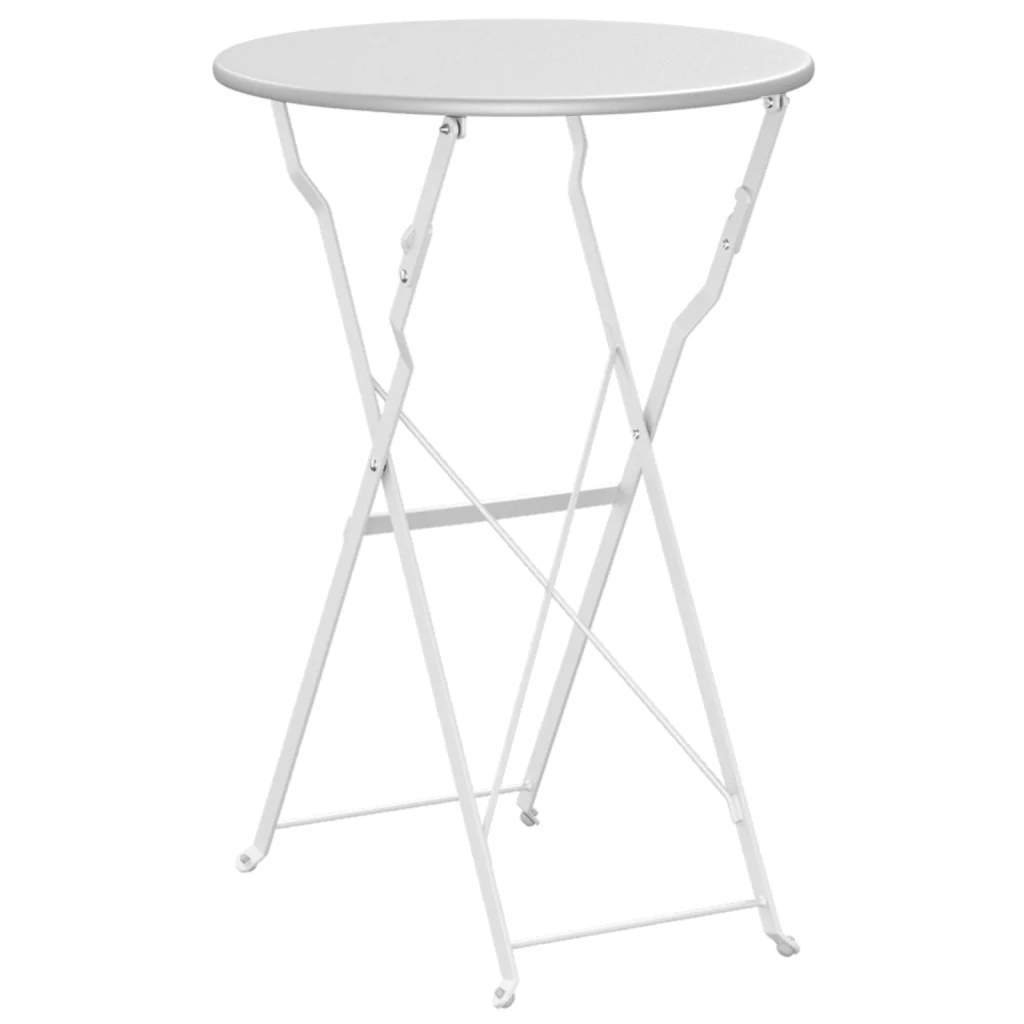Tavolo da Bistrot Pieghevole Bianco Ã˜50x71 cm in Acciaio Verniciato - Image 6