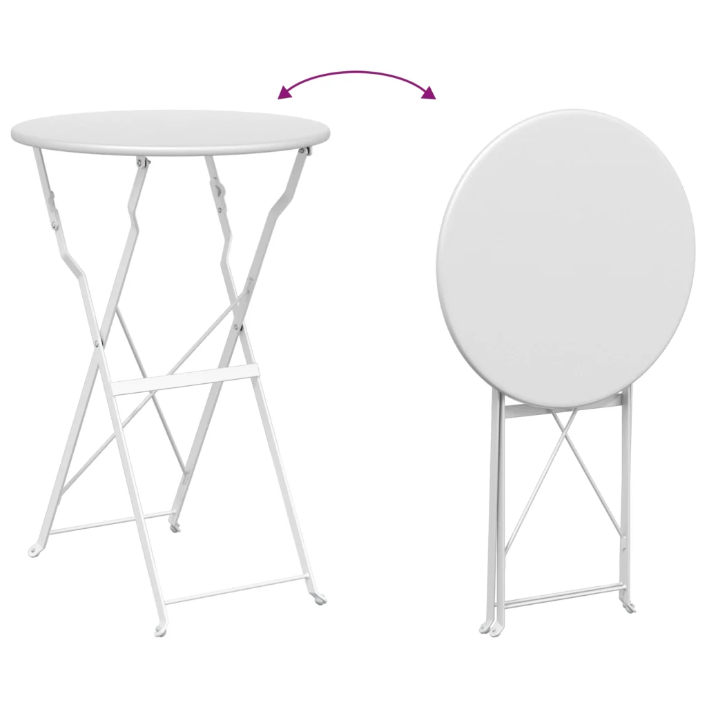 Tavolo da Bistrot Pieghevole Bianco Ã˜50x71 cm in Acciaio Verniciato - Image 9