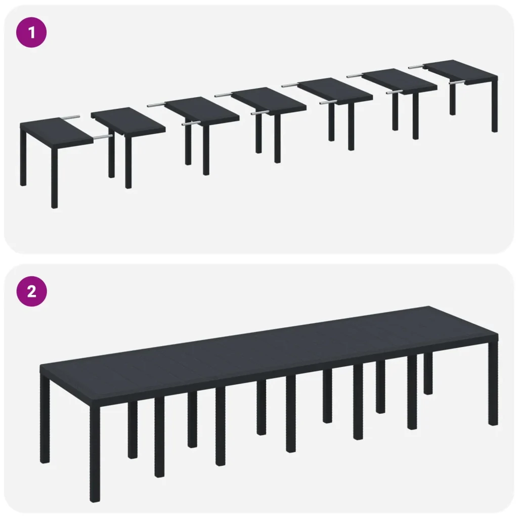 Tavolo da Giardino Antracite 350 x 100 x 74 cm polyrattan 3378524 - Image 10