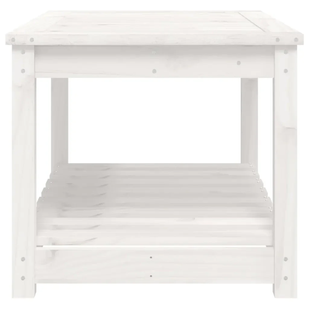 Tavolo da Giardino Bianco 82,5x50,5x45 cm Legno Massello Pino 824135 - Image 6