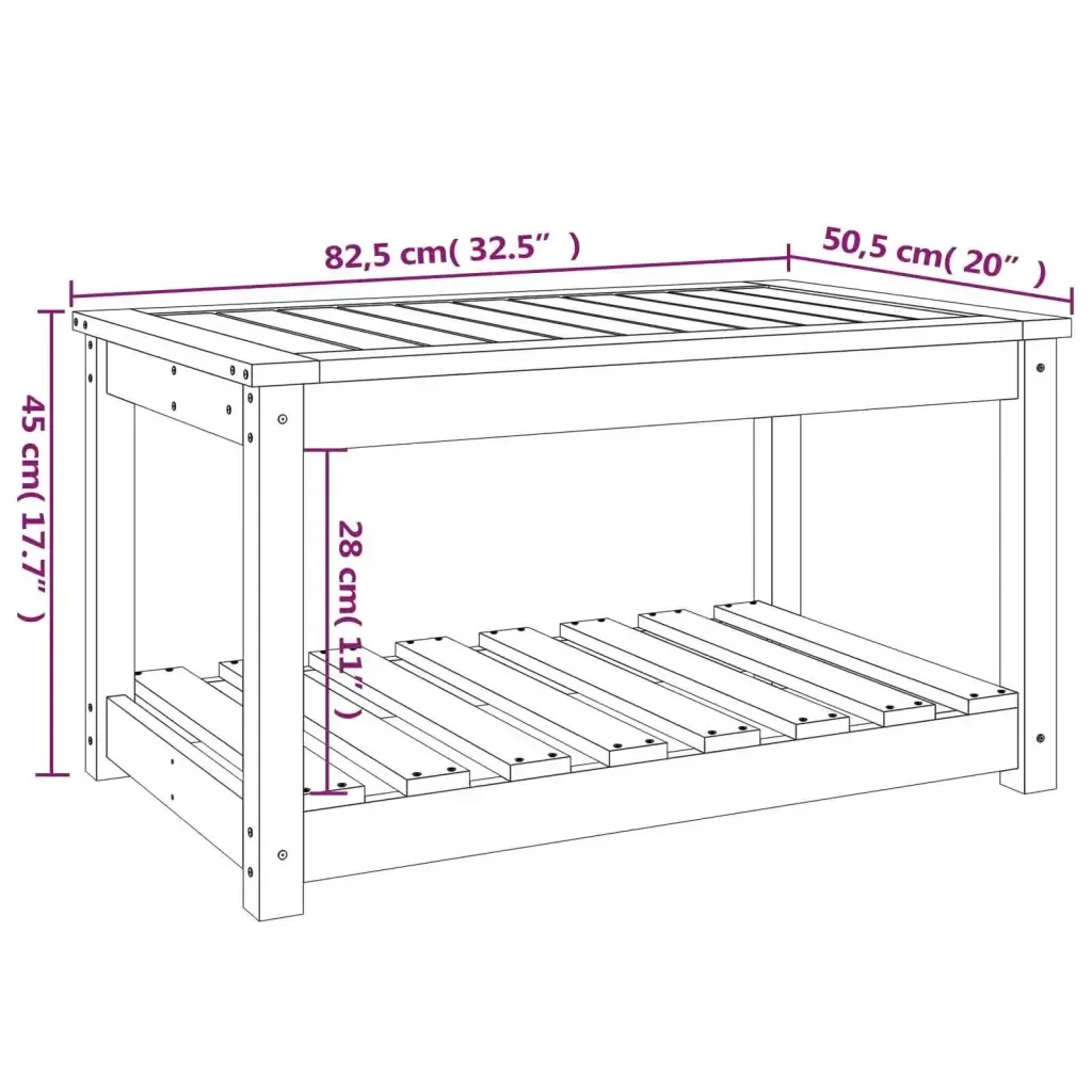 Tavolo da Giardino Bianco 82,5x50,5x45 cm Legno Massello Pino 824135 - Image 8