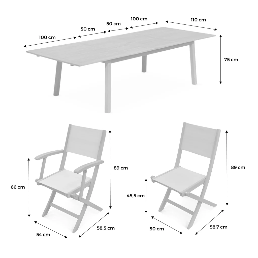 Set tavolo da giardino allungabile in legno con 10 sedie, marrone - Image 10