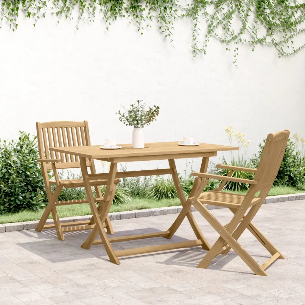 Tavolo da Giardino Pieghevole 120x70x75cm Legno Massello Acacia 365745 - Image 3