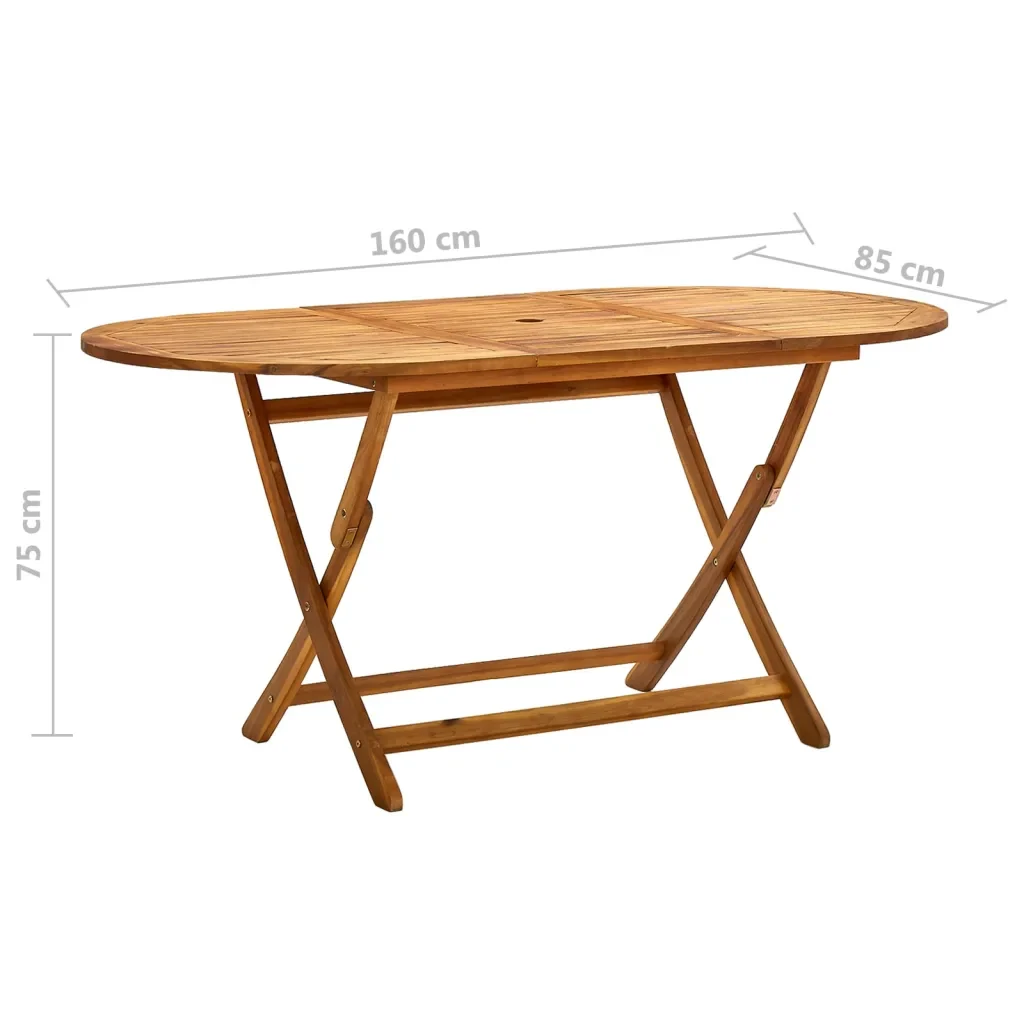 Tavolo da Giardino Pieghevole 160x85x75 cm Massello di Acacia 313324 - Image 6
