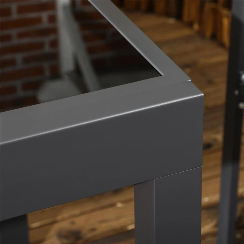 TAVOLO DA PRANZO ALLUNGABILE DA GIARDINO CON PIANO IN VETRO E ALLUMINIO 80-160X80X75 CM NERO - Image 3