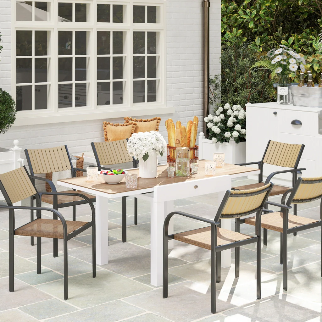 Tavolo da Pranzo da Giardino Allungabile 80-160 cm in Alluminio e in PSPC Bianco - Image 2