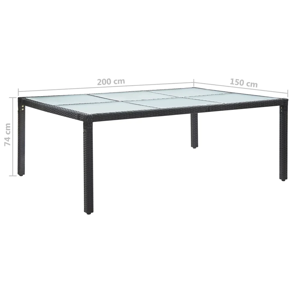 Tavolo da Pranzo da Giardino Nero 200x150x74 cm in Polyrattan cod mxl 34124 - Image 5