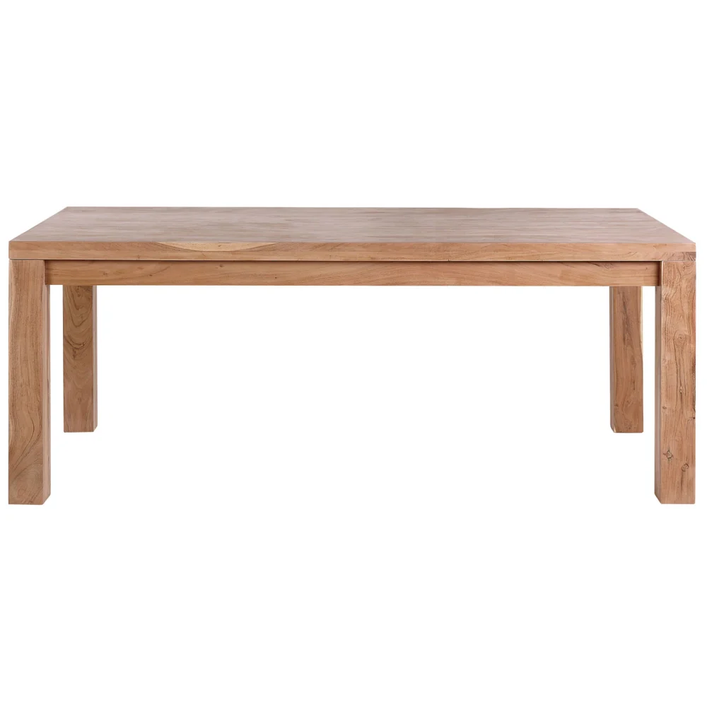 Tavolo da pranzo in legno chiaro in legno massello di acacia 180 x 90 cm tradizionale country - Image 4