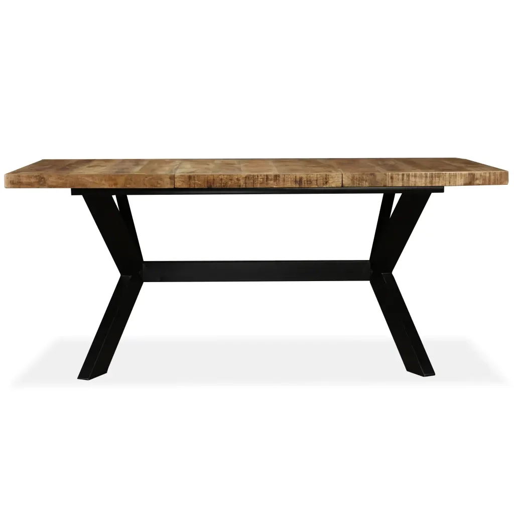 Tavolo da Pranzo in Massello di Mango e Acciaio a Croce 180 cm 244805 - Image 3