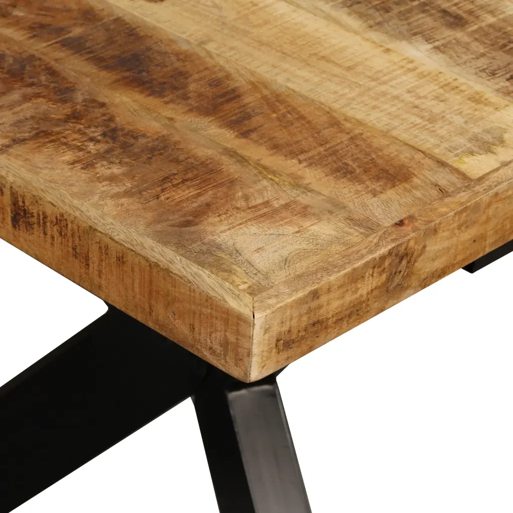 Tavolo da Pranzo in Massello di Mango e Acciaio a Croce 180 cm 244805 - Image 8