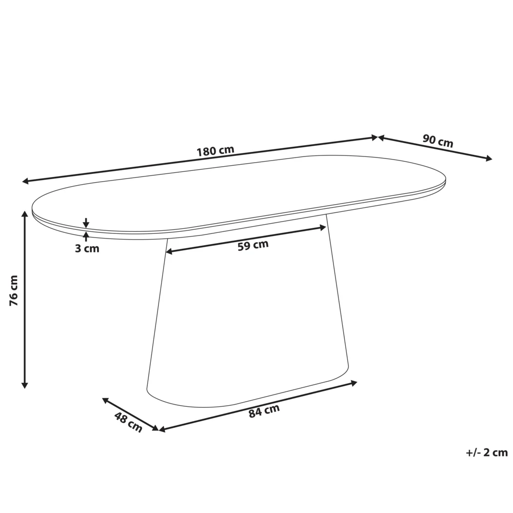 Tavolo da pranzo ovale 180 x 90 cm Gamba in legno MDF impiallacciato frassino Finitura stile moderno - Image 4