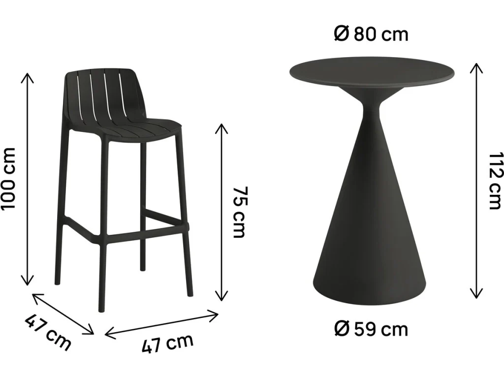 Tavolo e sedie bistrot impilabili "Vaena" - 2 posti - Nero - Image 3