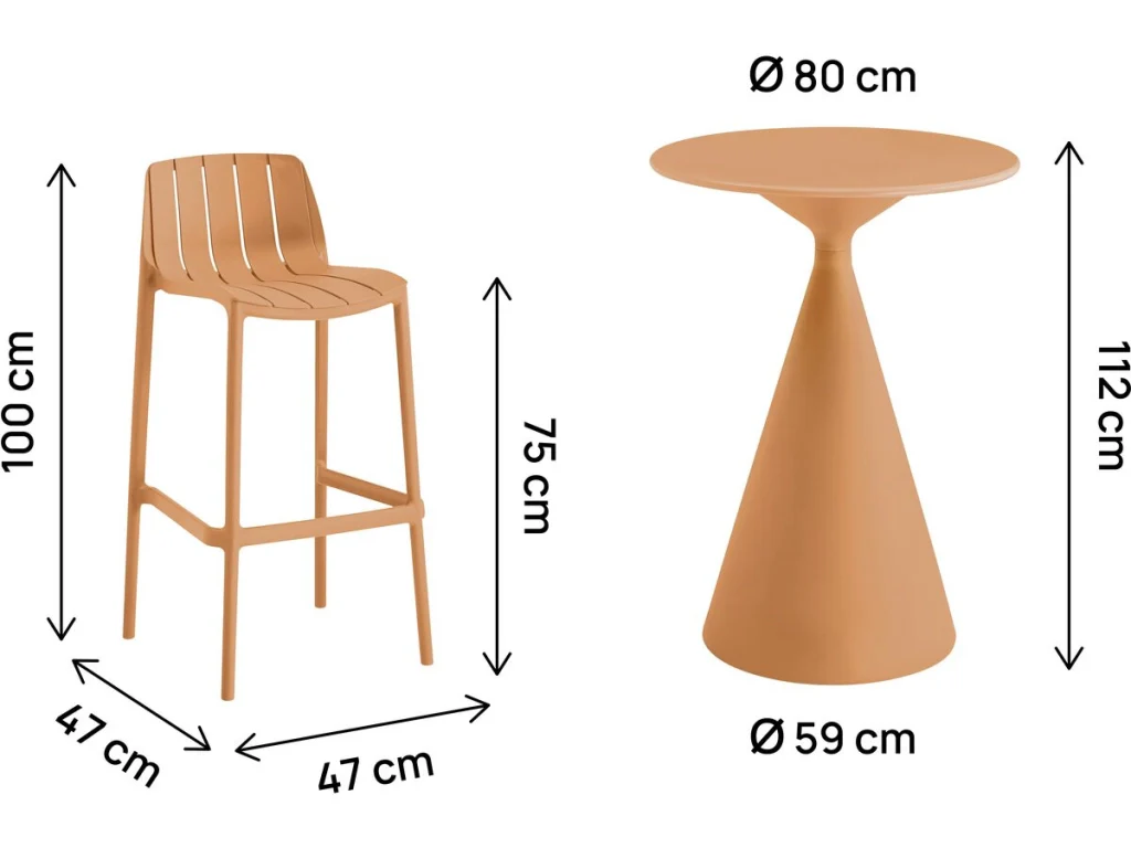 Tavolo e seggioloni bistrot impilabili "Vaena" - 2 posti - Arancione - Image 3