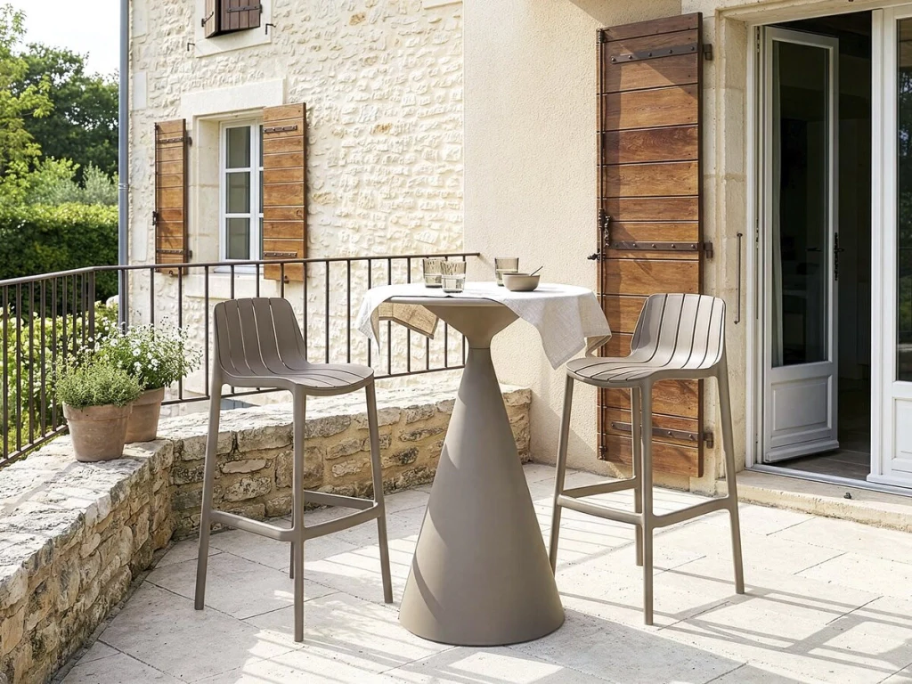 Tavolo e seggioloni bistrot impilabili "Vaena" - 2 posti - Taupe - Image 2