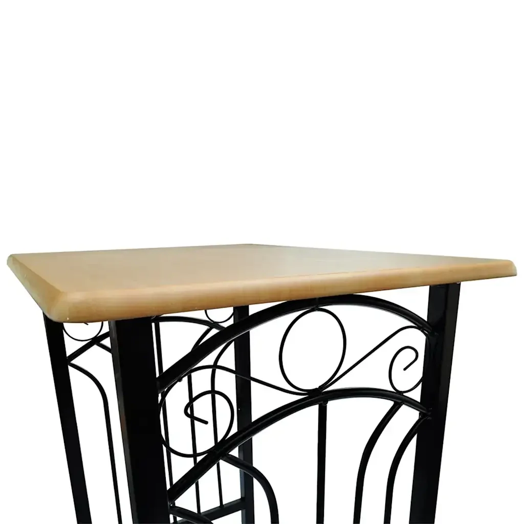 Tavolo e Sgabelli da Bar Set 3 pz in Legno e Acciaio cod mxl 72607 - Image 5