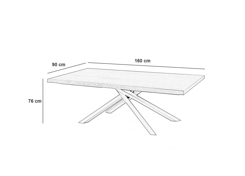 Tavolo Fisso 160x90x76 cm in Frassino Spike  Naturale - Image 2
