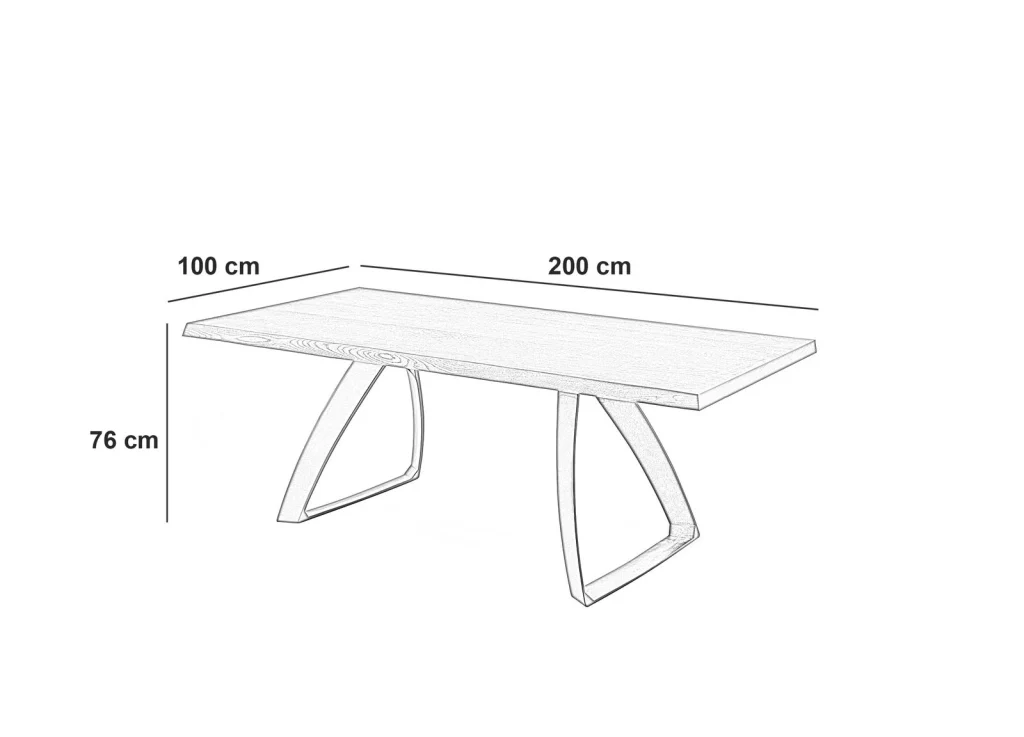 Tavolo Fisso 200x100x76 cm In Rovere  Bridge  Naturale - Image 3
