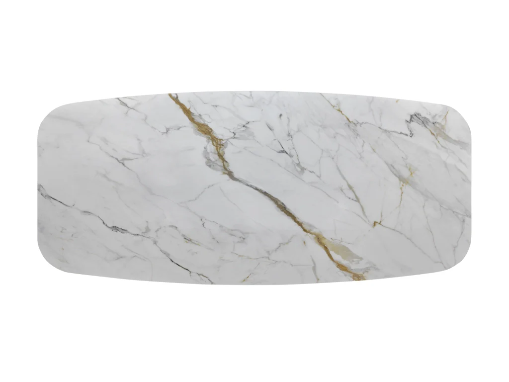 Tavolo Fisso Atlas con Piano in Ceramica Calacatta Oro Lucido e Base in Metallo - Stones - Image 5