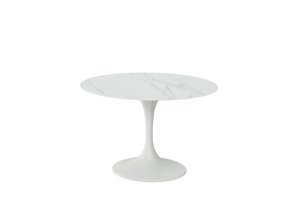 Tavolo Fisso Side OM/477/MB con Top in Ceramica Marmo Bianco e Struttura in Metallo Bianco - 120x120x76 cm - Stones - Image 2