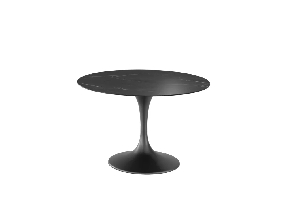Tavolo Fisso Side OM/477/MN con Top in Ceramica Marmo Nero e Struttura in Metallo Verniciato Nero - 120x120x76 cm - Stones - Image 2