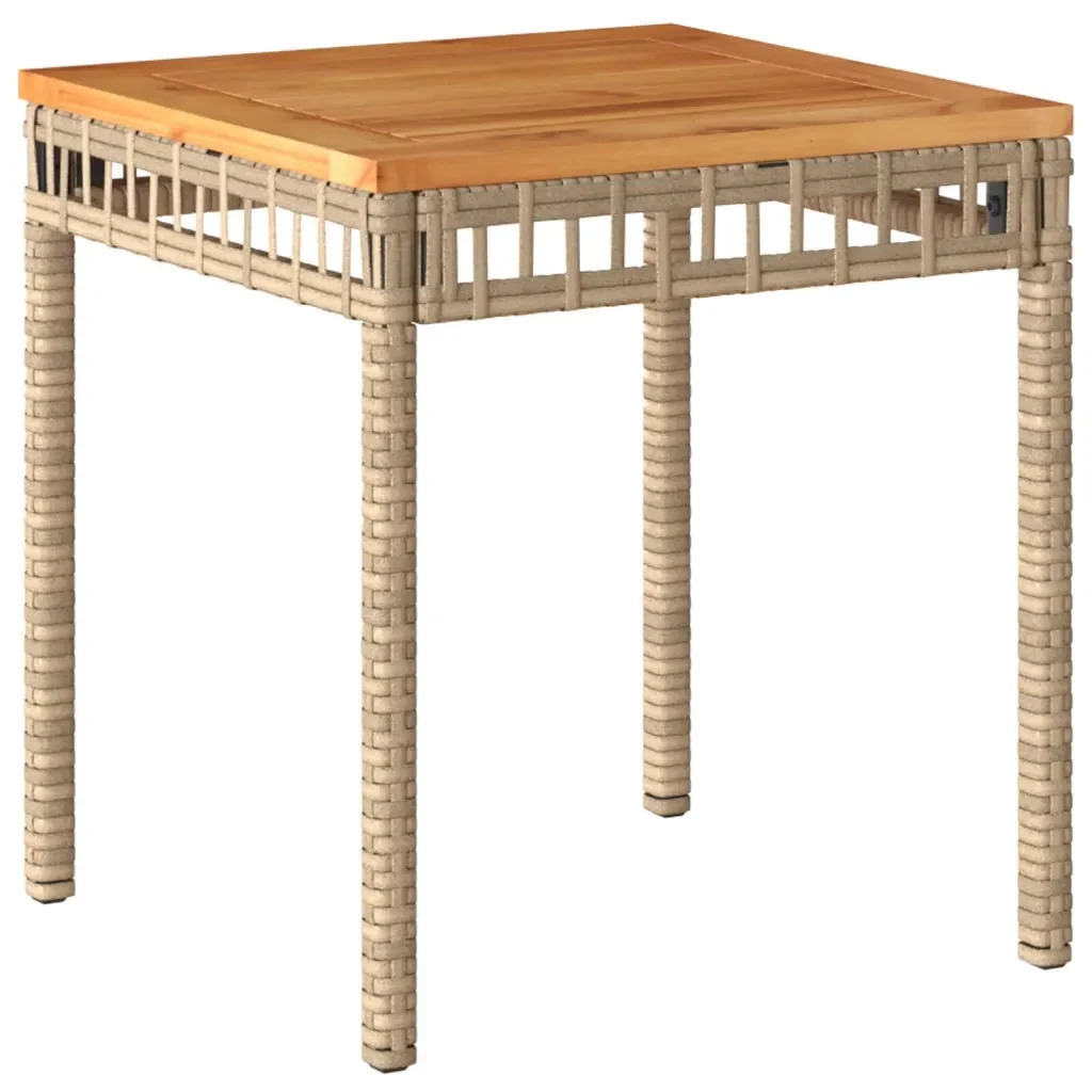 Tavolo Giardino Beige Misto 38x38x42 cm Polyrattan Legno Acacia - Image 2