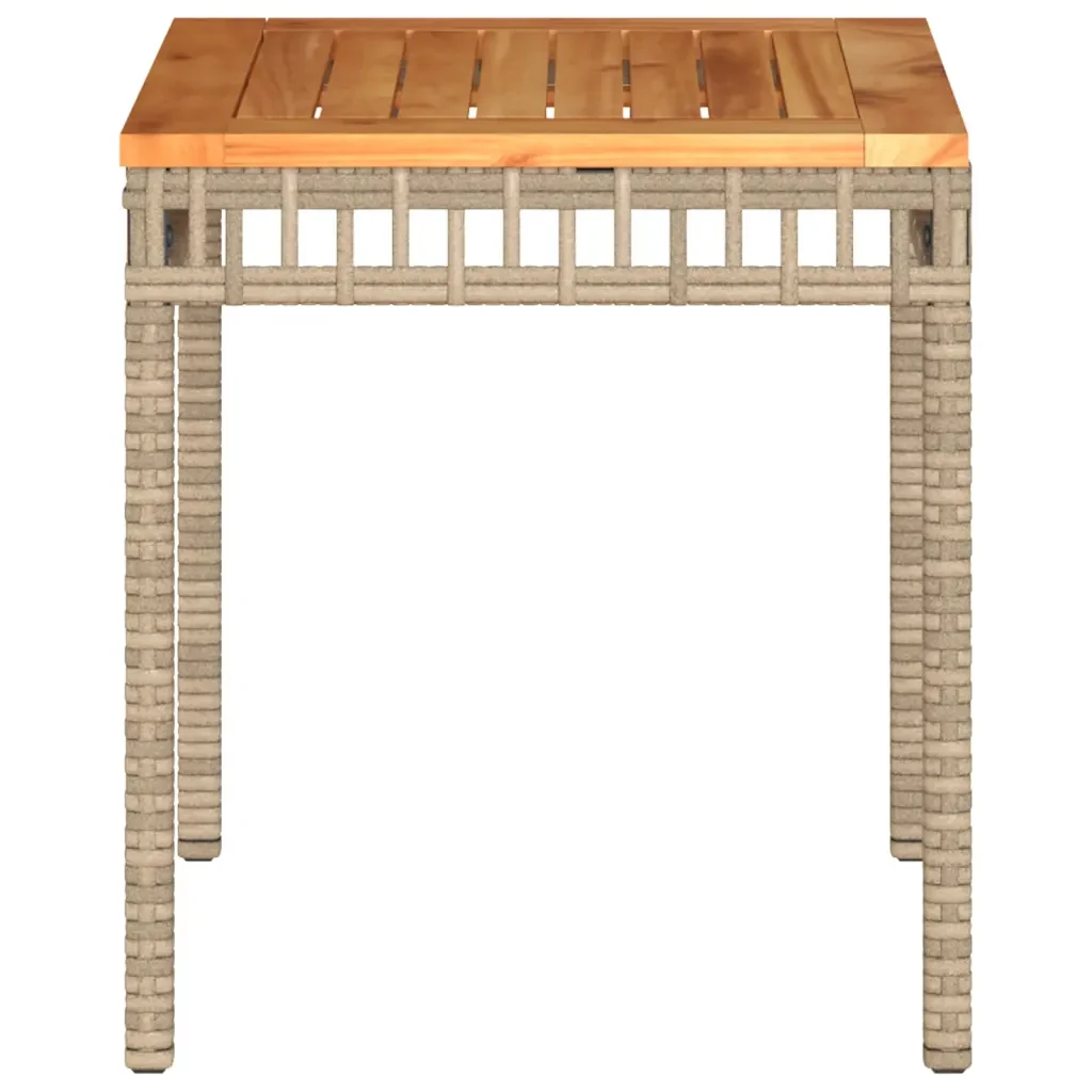 Tavolo Giardino Beige Misto 38x38x42 cm Polyrattan Legno Acacia 365865 - Image 4