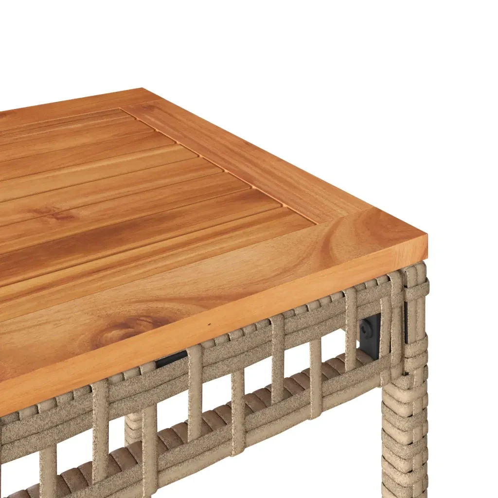 Tavolo Giardino Beige Misto 38x38x42 cm Polyrattan Legno Acacia 365865 - Image 7