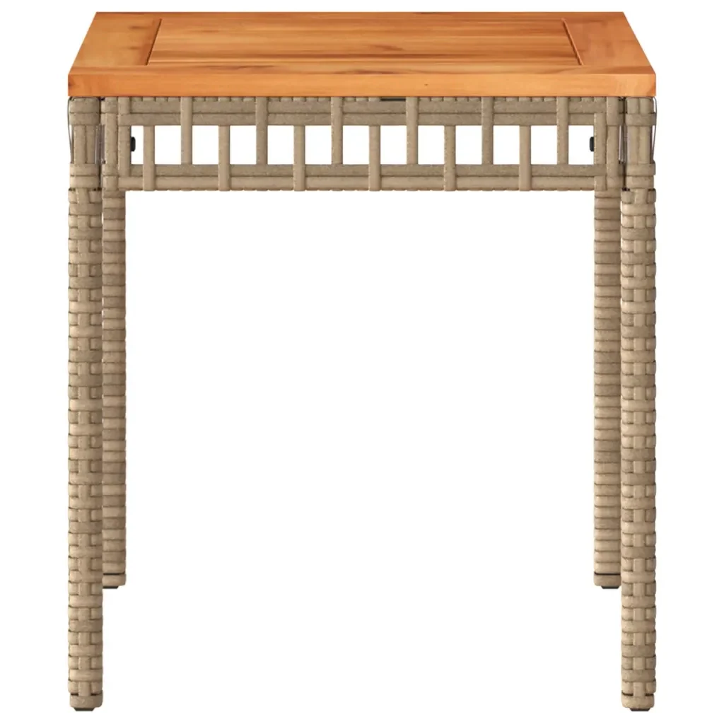 Tavolo Giardino Beige Misto 38x38x42 cm Polyrattan Legno Acacia - Image 5