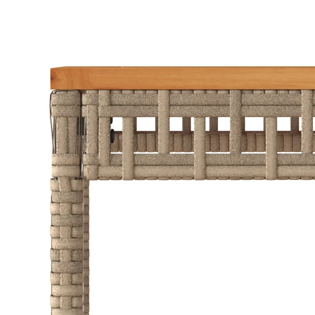 Tavolo Giardino Beige Misto 38x38x42 cm Polyrattan Legno Acacia - Image 8