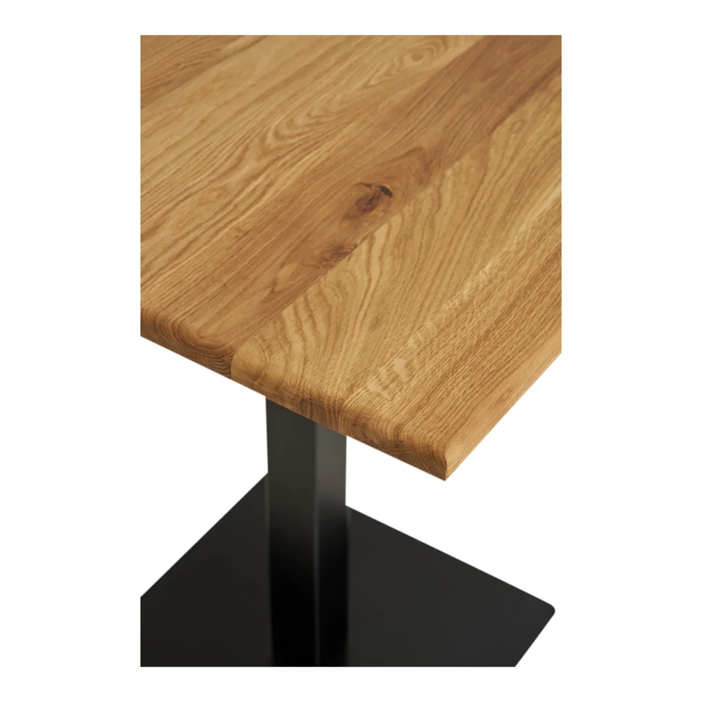 Tavolo bistrot Lignano in rovere naturale con base in metallo nero 70x70x75 cm - Image 3