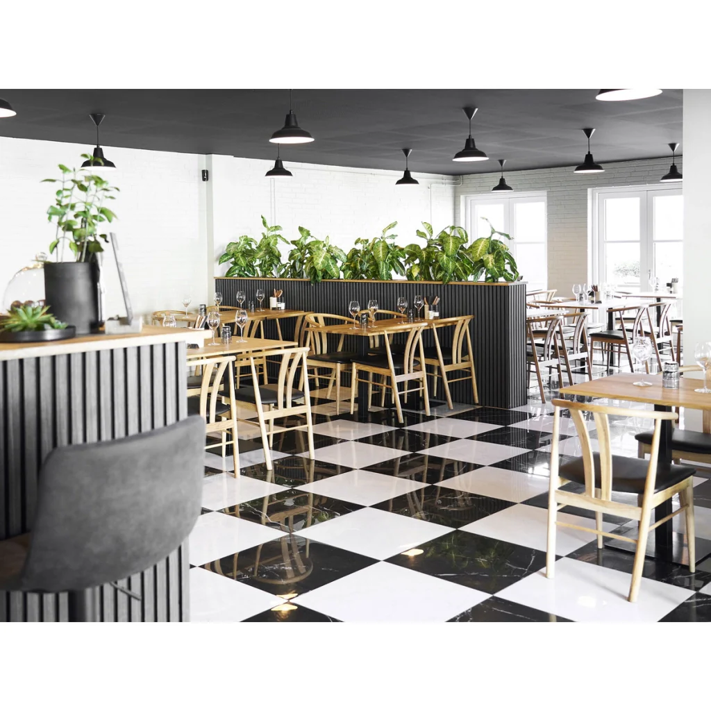 Tavolo bistrot Lignano in rovere naturale con base in metallo nero 70x70x75 cm - Image 7