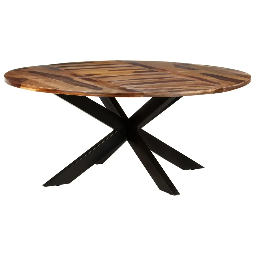 Tavolo Pranzo Rotondo 175x75 cm Legno di Acacia Finitura Ambra 321686 - Image 9
