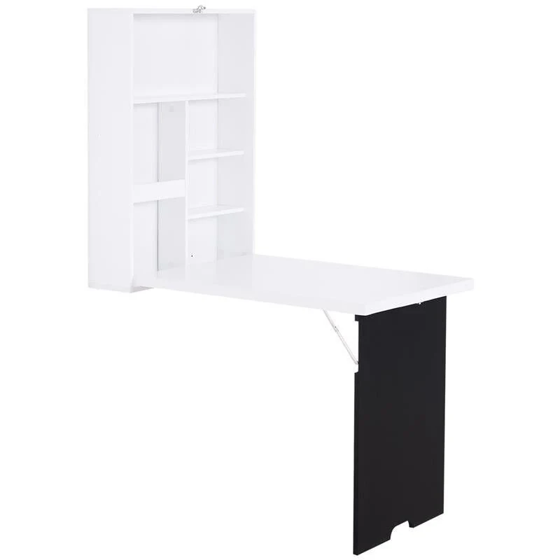 TAVOLO SCRIVANIA PIEGHEVOLE A MURO CON LAVAGNA 60 X 94.5 X 147 CM BIANCO E NERO - Image 10