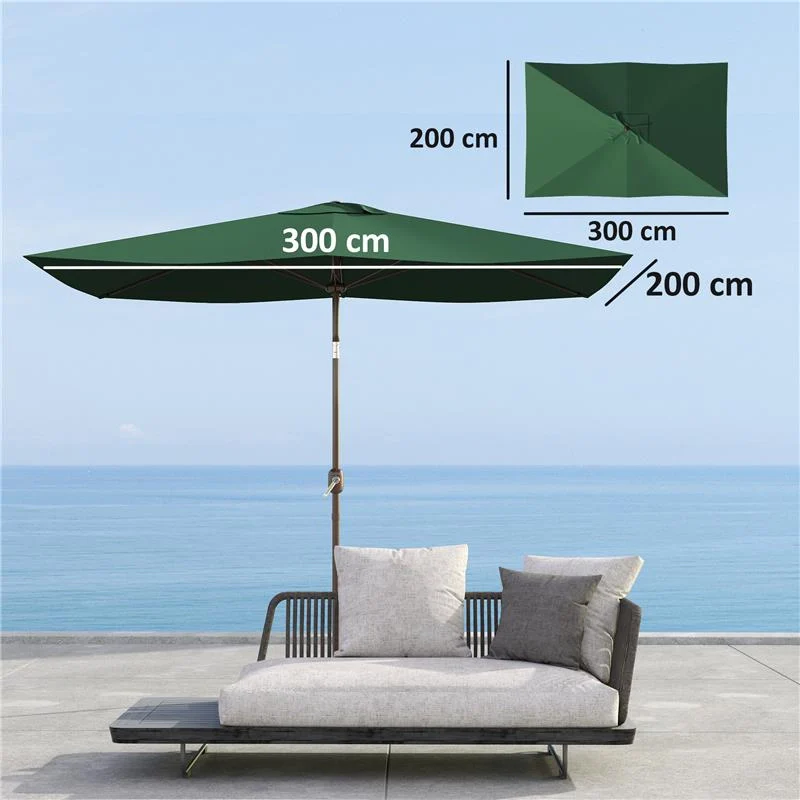 TELO DI RICAMBIO PER OMBRELLONE RETTANGOLARE 3X2 M A 6 STECCHE POLIESTERE ANTI UV 50+ VERDE - Image 3