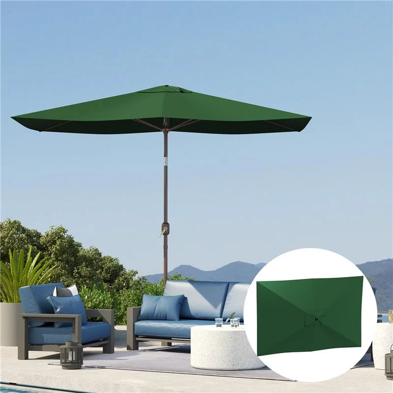 TELO DI RICAMBIO PER OMBRELLONE RETTANGOLARE 3X2 M A 6 STECCHE POLIESTERE ANTI UV 50+ VERDE - Image 4