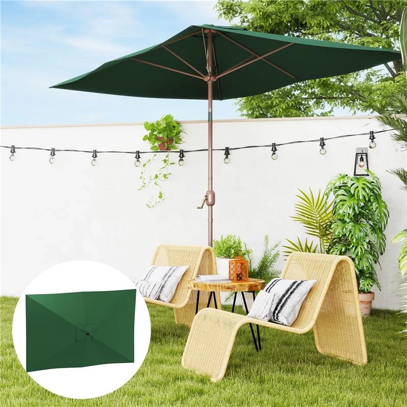 TELO DI RICAMBIO PER OMBRELLONE RETTANGOLARE 3X2 M A 6 STECCHE POLIESTERE ANTI UV 50+ VERDE - Image 6