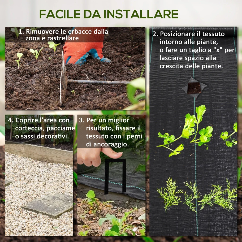 Telo per Pacciamatura 100x2 m Traspirante e Anti-UV in Polipropilene Nero - Image 5