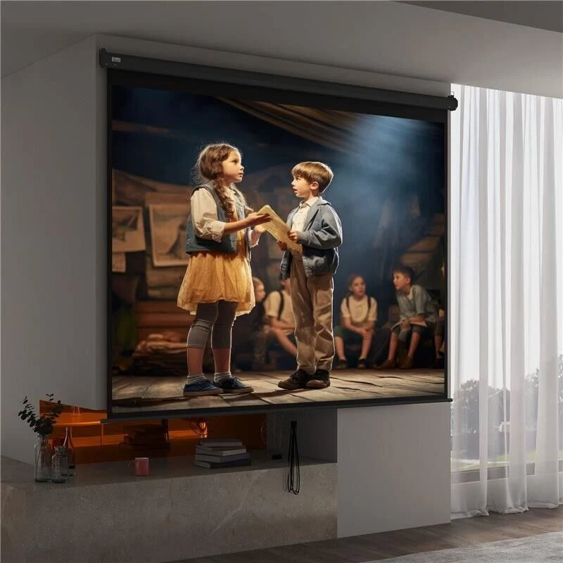TELO PROIETTORE 120" REGOLABILE CON MONTAGGIO A SOFFITTO E PARETE, FORMATO 4:3, 244X183CM, BIANCO E NERO - Image 8