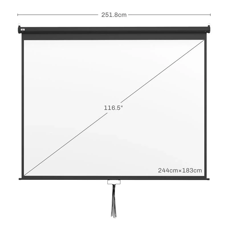 TELO PROIETTORE 120" REGOLABILE CON MONTAGGIO A SOFFITTO E PARETE, FORMATO 4:3, 244X183CM, BIANCO E NERO - Image 9