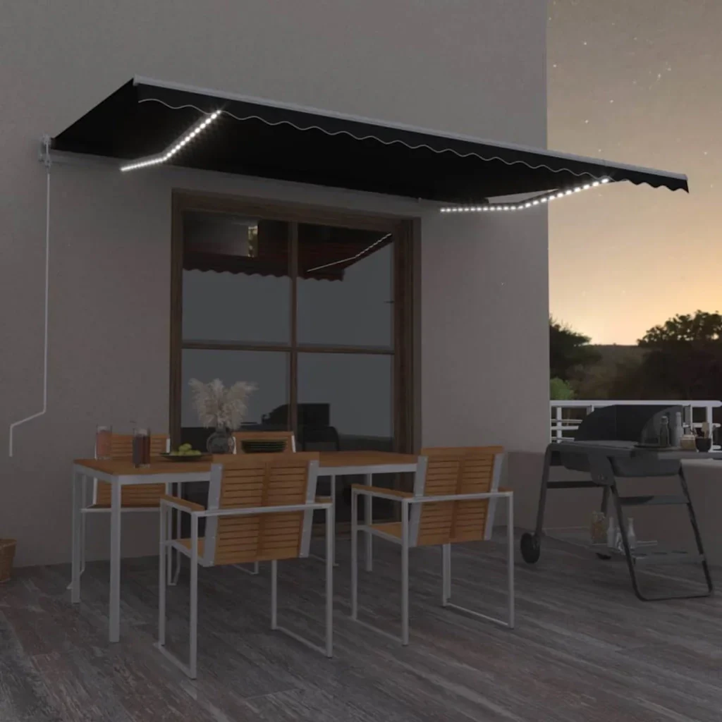 Tenda Automatica con Sensore Vento e LED 500x350 cm Antracite 3069034