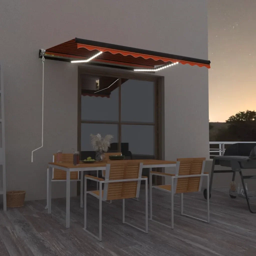 Tenda Automatica Sensore Vento e LED 400x300 cm Arancio Marrone