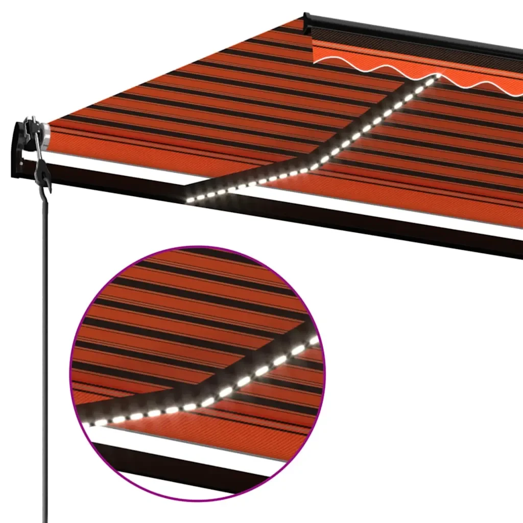 Tenda Automatica Sensore Vento e LED 600x300 cm Arancio Marrone - Image 4