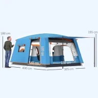 Tenda da Campeggio per 4-6 Persone con 2 Stanze e Veranda, Impermeabile e UPF 30+, Borsa di Trasporto, Blu - Image 3