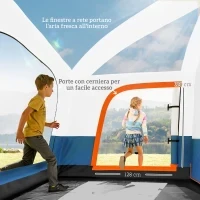 Tenda da Campeggio per 4-6 Persone con 2 Stanze e Veranda, Impermeabile e UPF 30+, Borsa di Trasporto, Blu - Image 5