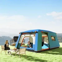 Tenda da Campeggio per 4-6 Persone con 2 Stanze e Veranda, Impermeabile e UPF 30+, Borsa di Trasporto, Blu - Image 9