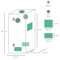 Tenda da Coltivazione Idroponica in Mylar e Oxford 600D per Riflettere la Luce grow box grow tenda 60x60x140 cm - Image 3