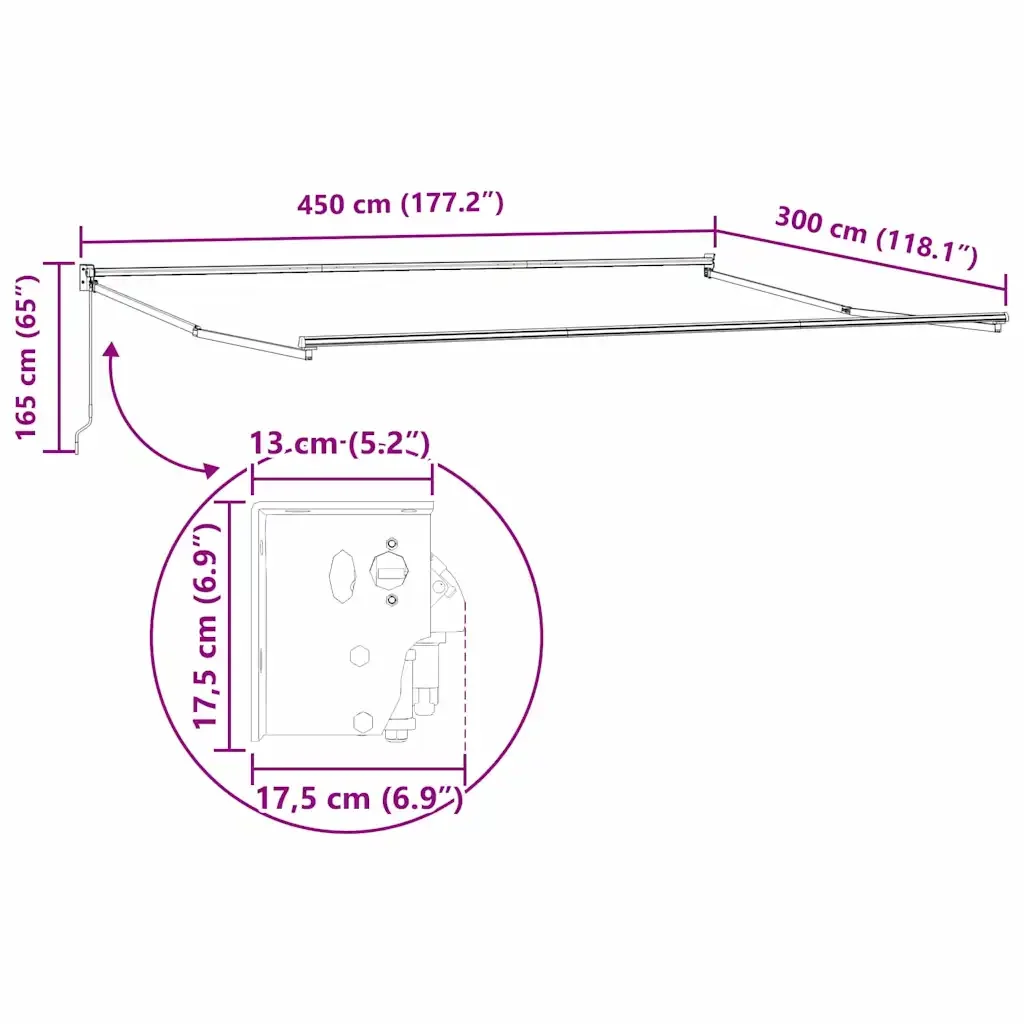 Tenda da Sole Antracite 4,5 × 3 m Metallo - Image 10