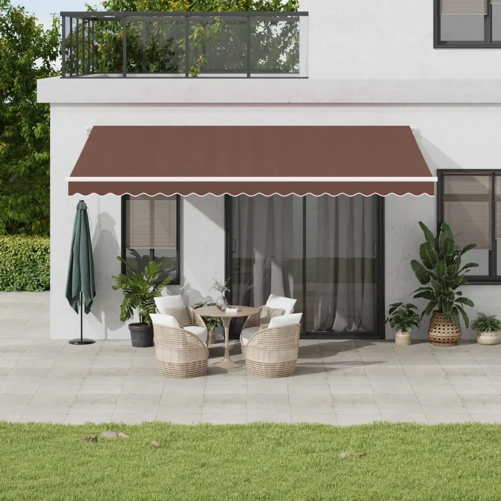Tenda da Sole Retrattile Automatica con LED Marrone 500x350 cm 3215398