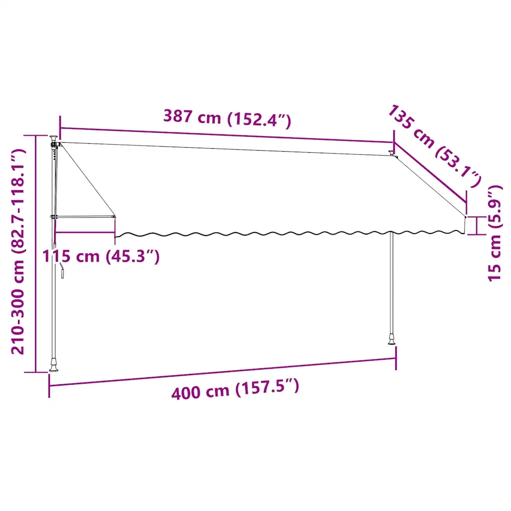 Tenda da Sole Retrattile Manuale 400cm Strisce Arancione Bianco 43236 - Image 8